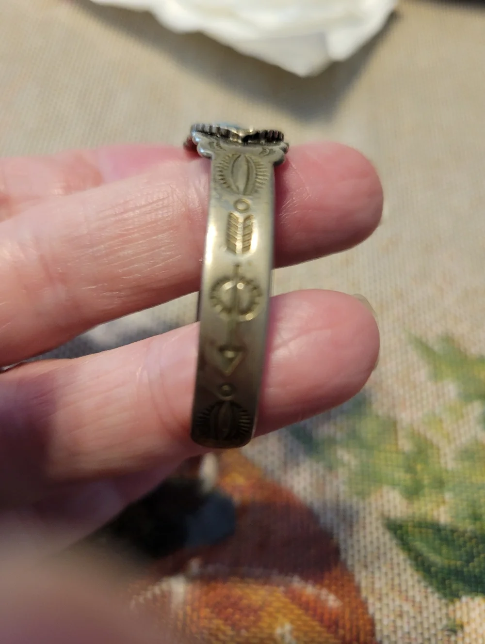 Vintage Handcrafted Turquoise Heart Silver Bracelet - Women's Jewelry - Picture 2 of 5